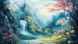 梦幻山水间的诗意自然景色