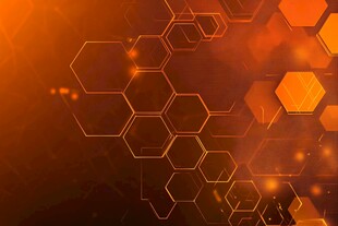 橙色科技风六边形背景图