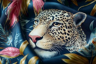 豹纹丝巾上的精美豹头图案