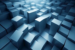 蓝色立体方块构成的几何空间