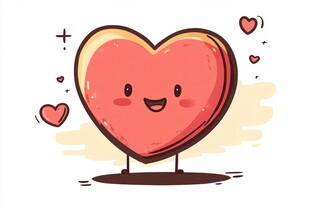 可爱心形角色带着灿烂笑容