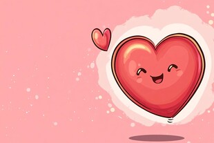 可爱红心笑脸插画背景图