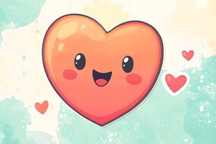 可爱笑脸爱心插画