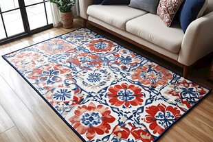 多彩花卉图案客厅装饰地毯