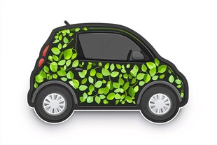 绿叶覆盖的环保概念小车