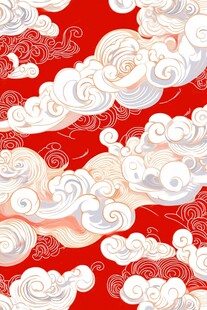 中式红底祥云图案纹理