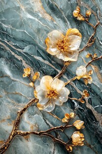 玉石上的精美花卉浮雕