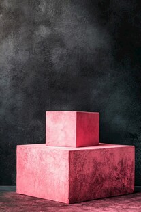 粉色立方体堆叠艺术展示