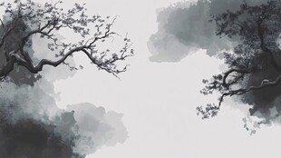 水墨古树意境图