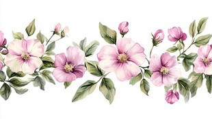 粉色花卉植物花边图案