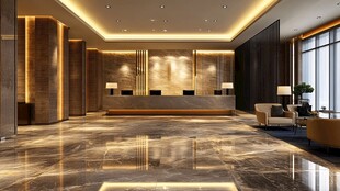 豪华酒店大堂接待区场景