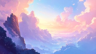 梦幻云海中的壮丽山峰