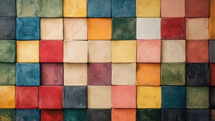 多彩方块墙面纹理图案