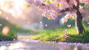 春日烂漫樱花小径