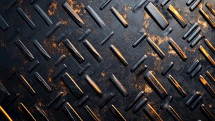 黑色防滑金属板上的锈迹