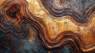 流动金棕抽象纹理艺术画