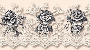 黑白花卉蕾丝花边图案