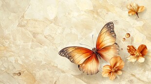 蝴蝶伴花 唯美大理石背景