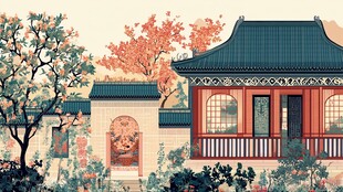 中式庭院秋景 古韵雅致