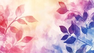 梦幻水彩树叶背景图