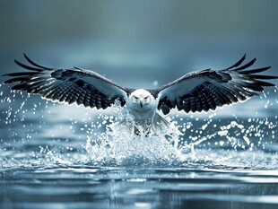 鹰击水面展雄姿