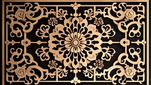 中式金色雕花镂空装饰图案