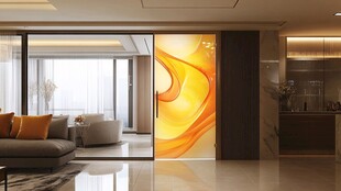 时尚客厅艺术玻璃隔断设计