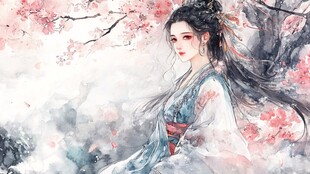 古风佳人赏樱图