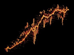 上升的股市K线图