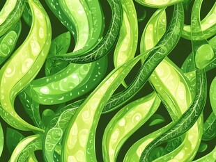 绿色豆角无缝图案背景