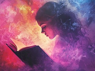 梦幻中专注阅读的女孩