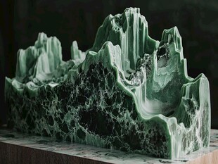 翠色山峦雕塑摆件