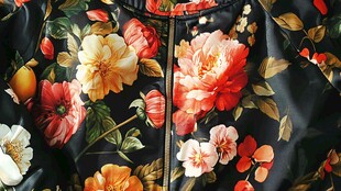 黑色花卉印花时尚外套