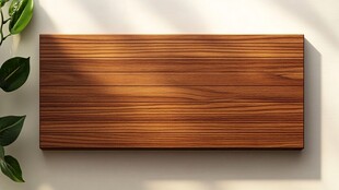 木纹面板与绿植装饰场景