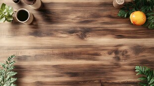 木质桌面的清新静物组合