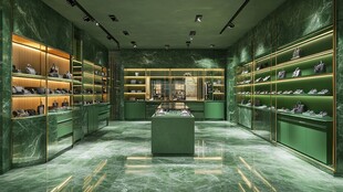 奢华绿调时尚鞋类展示空间