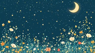 月夜花田 浪漫梦幻风景