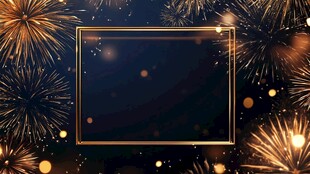 烟花背景中的金色框架