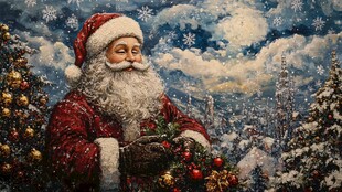 圣诞老人装点美丽雪景