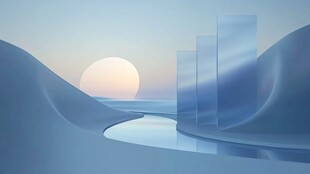 梦幻蓝调沙漠日出景观