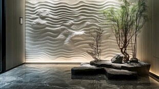 海浪纹理墙饰室内景观