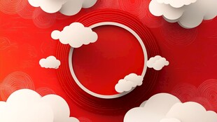 红色云景圆环创意背景图