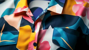 多彩印花衬衫局部特写