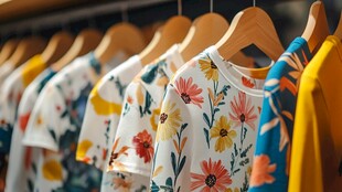 多彩花卉印花T恤陈列