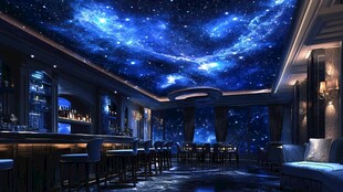梦幻星空主题豪华室内空间
