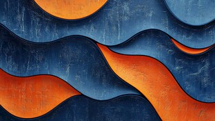 蓝橙波浪纹理抽象背景图