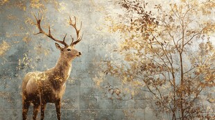 林中麋鹿 秋景梦幻画面