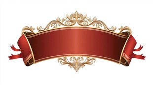 华丽红色金边装饰性横幅