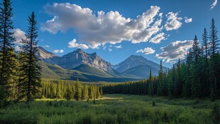 山间绿野蓝天美景如画