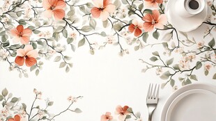 花卉装饰的优雅餐桌场景